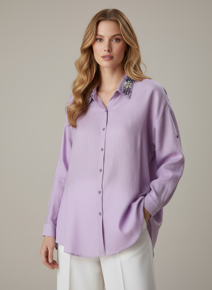 Vessia λιλά Πουκάμισο