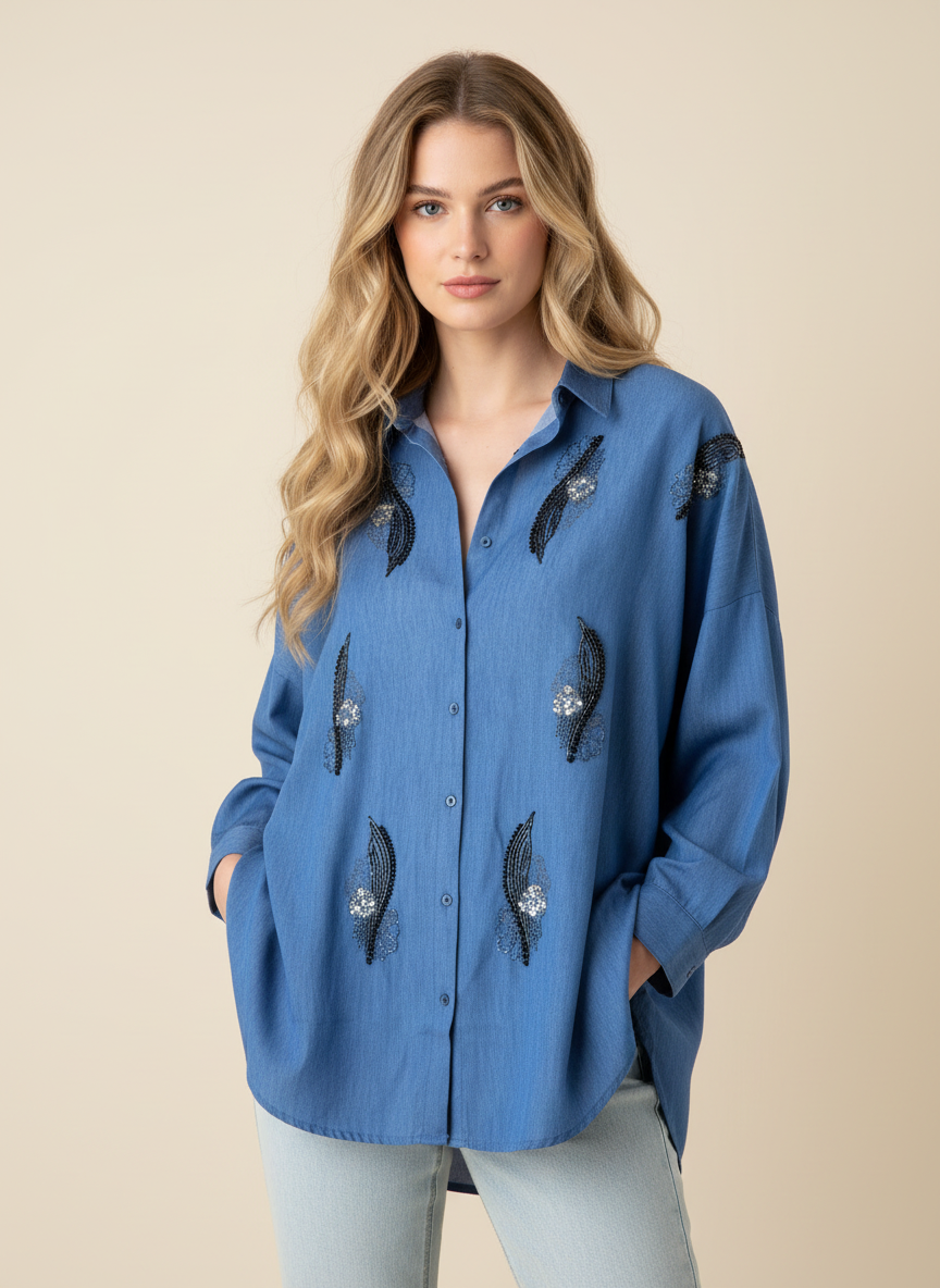 Orlina μπλε Πουκάμισο